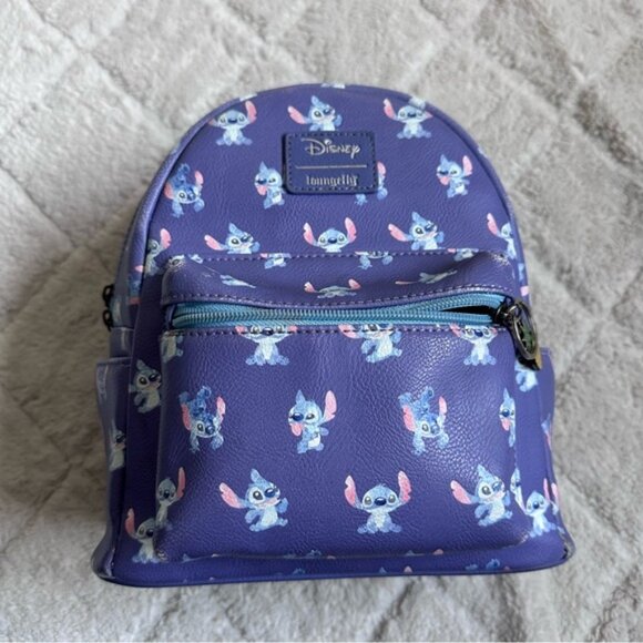FLAWED Disney x Loungefly | Purple Lilo & Stitch Poses Mini Backpack | One Size - Picture 5 of 13